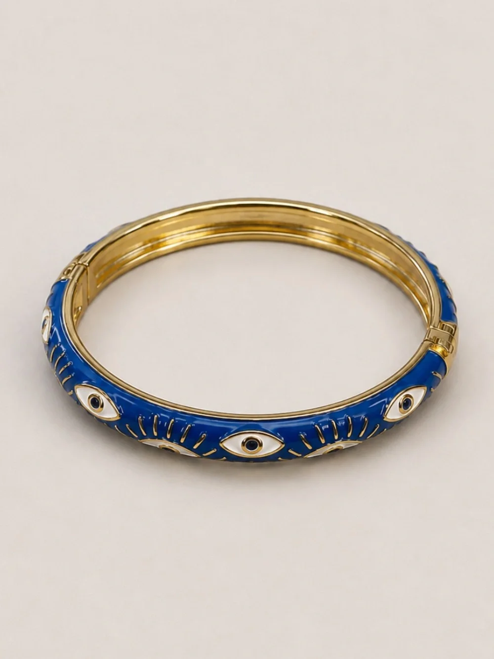 New! Gold-Tone Blue Evil Eye Bangle Bracelet